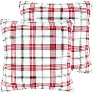 Levtex Home Meowy Christmas Sham Set Euro White Plaid Reversible 2-Piece BED6